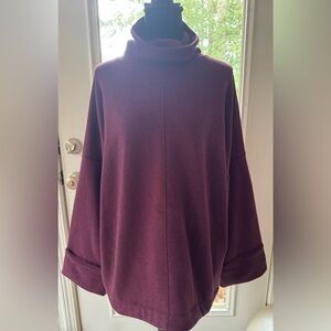 Athleta oversized maroon cowl neck sweatshirt with front pockets size S